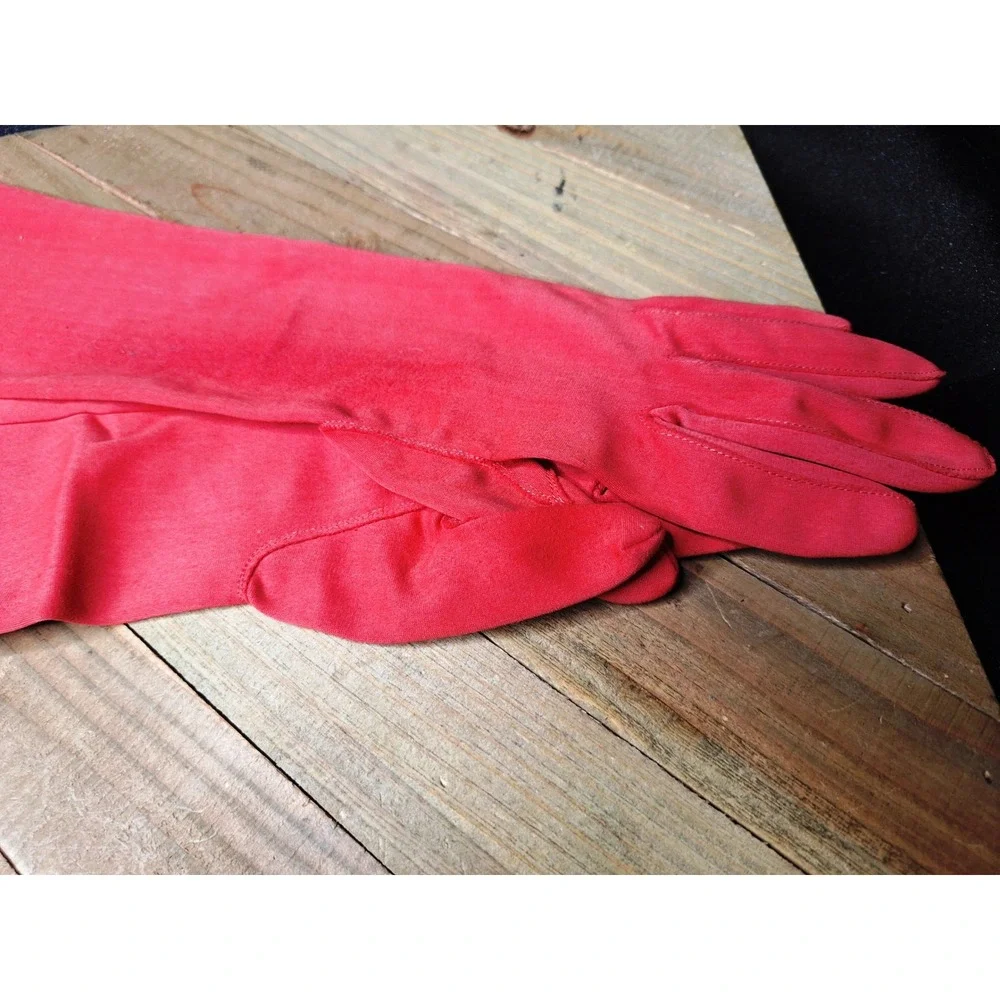 Vintage Red Opera Length Evening Gloves Long Formal Costume Dress Gloves